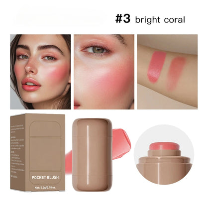 3In1 Cheek Lip Tinted Moistured Blush Stick Waterproof
