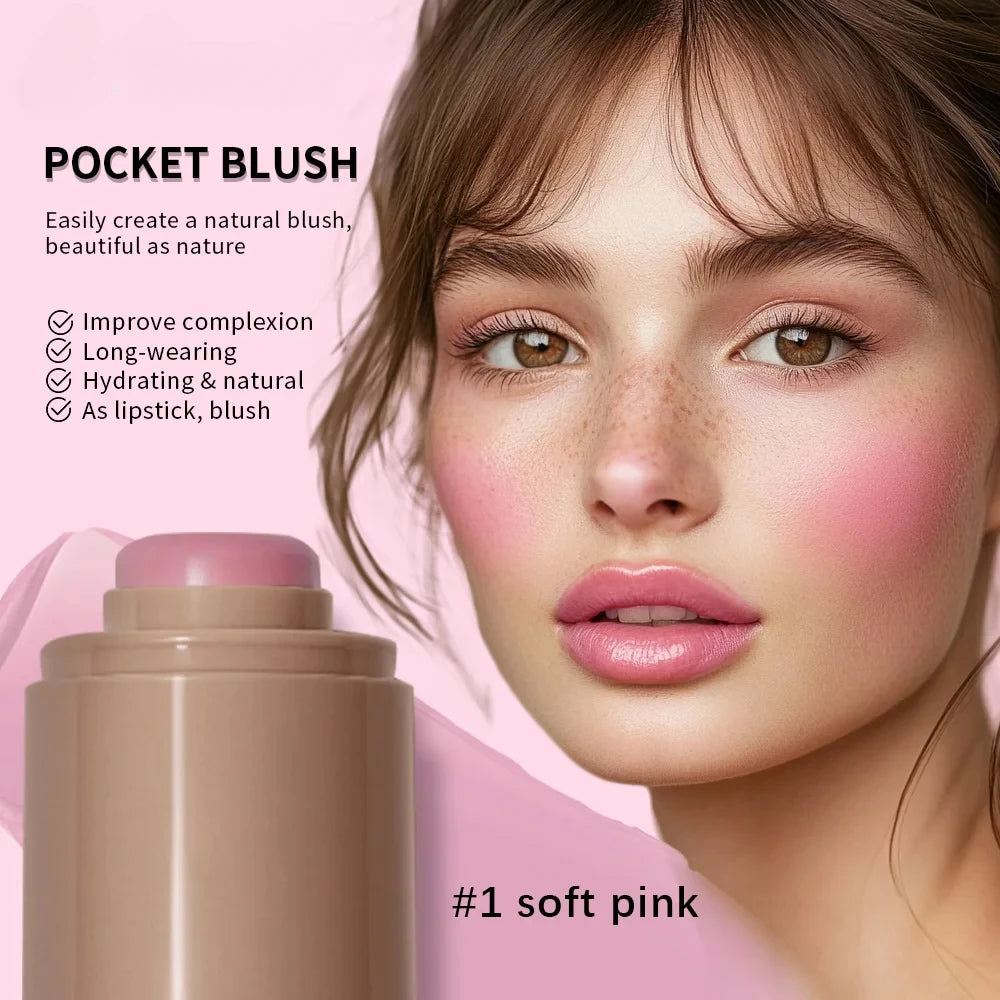 3In1 Cheek Lip Tinted Moistured Blush Stick Waterproof