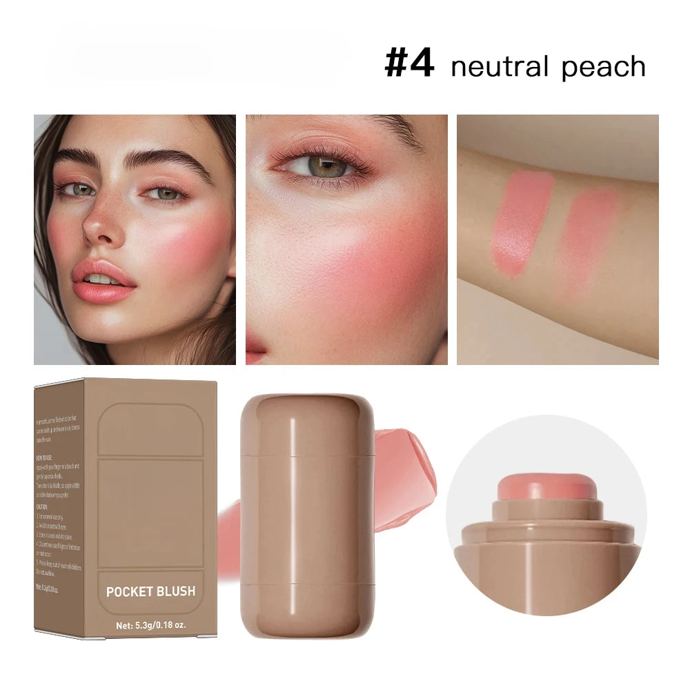 3In1 Cheek Lip Tinted Moistured Blush Stick Waterproof