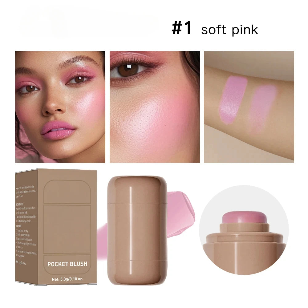 3In1 Cheek Lip Tinted Moistured Blush Stick Waterproof