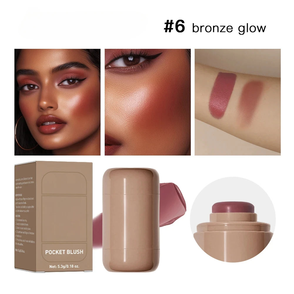 3In1 Cheek Lip Tinted Moistured Blush Stick Waterproof