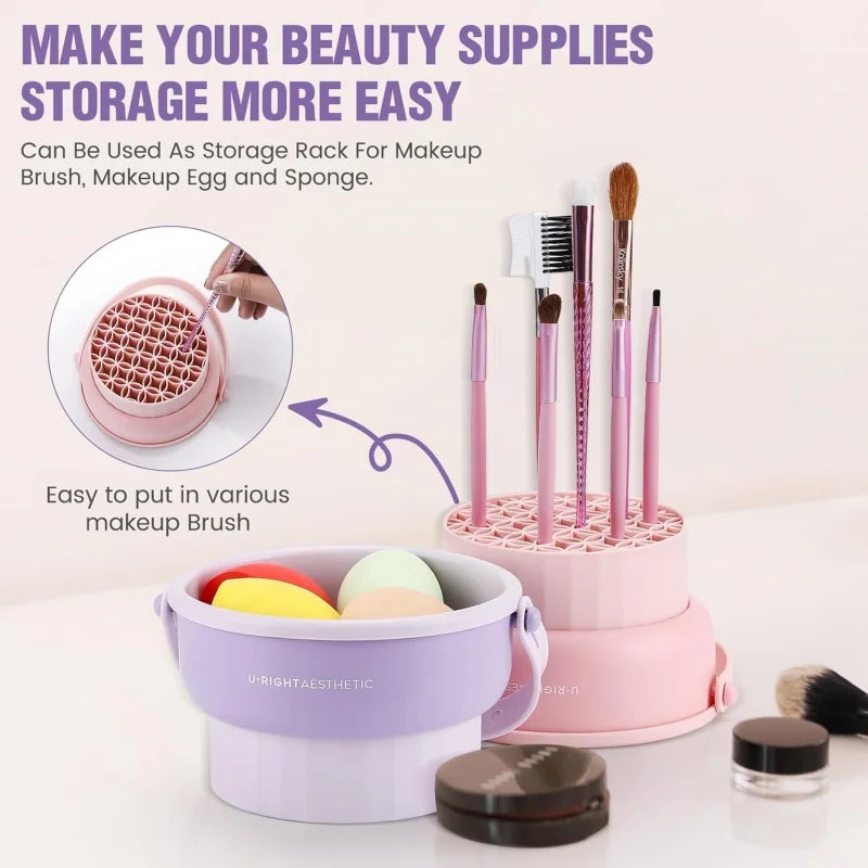 Makeup Brush Cleaner Mat 3 in 1 Silicone Washing Bowl