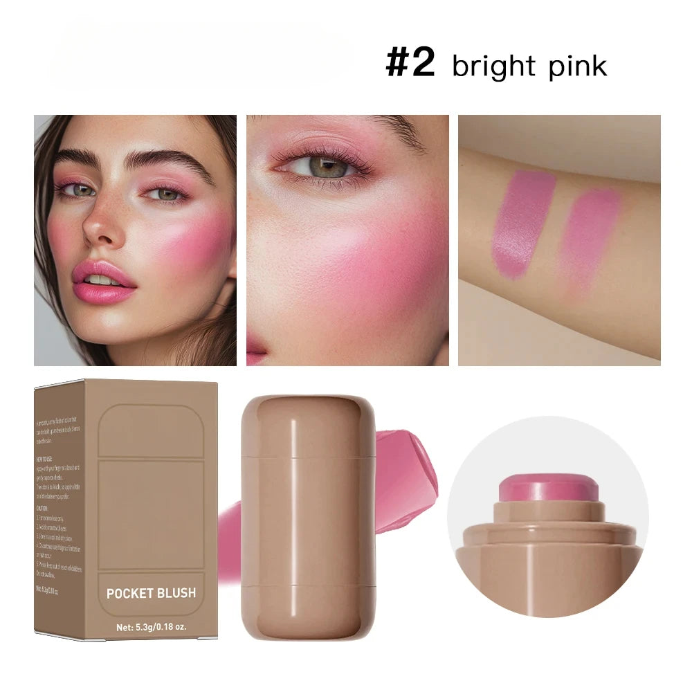 3In1 Cheek Lip Tinted Moistured Blush Stick Waterproof
