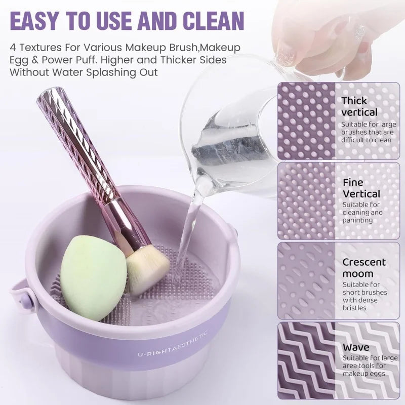 Makeup Brush Cleaner Mat 3 in 1 Silicone Washing Bowl